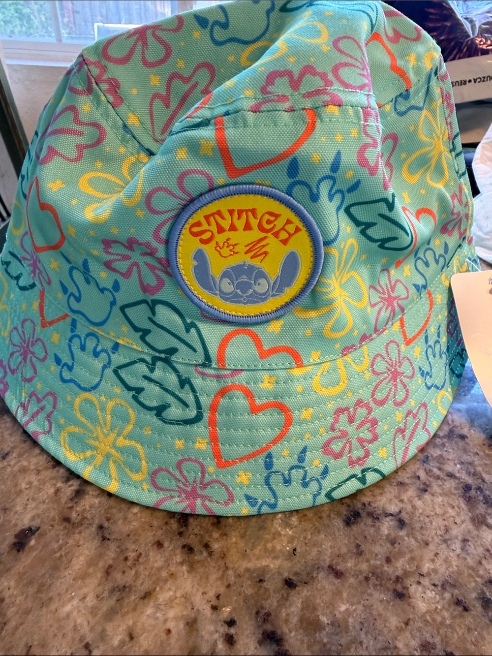 Stitch Patch Aqua Floral Bucket Hat